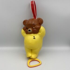 Vintage 1981 Fisher Price Yellow Honey Teddy Bear Music Box Crib Toy Pull String